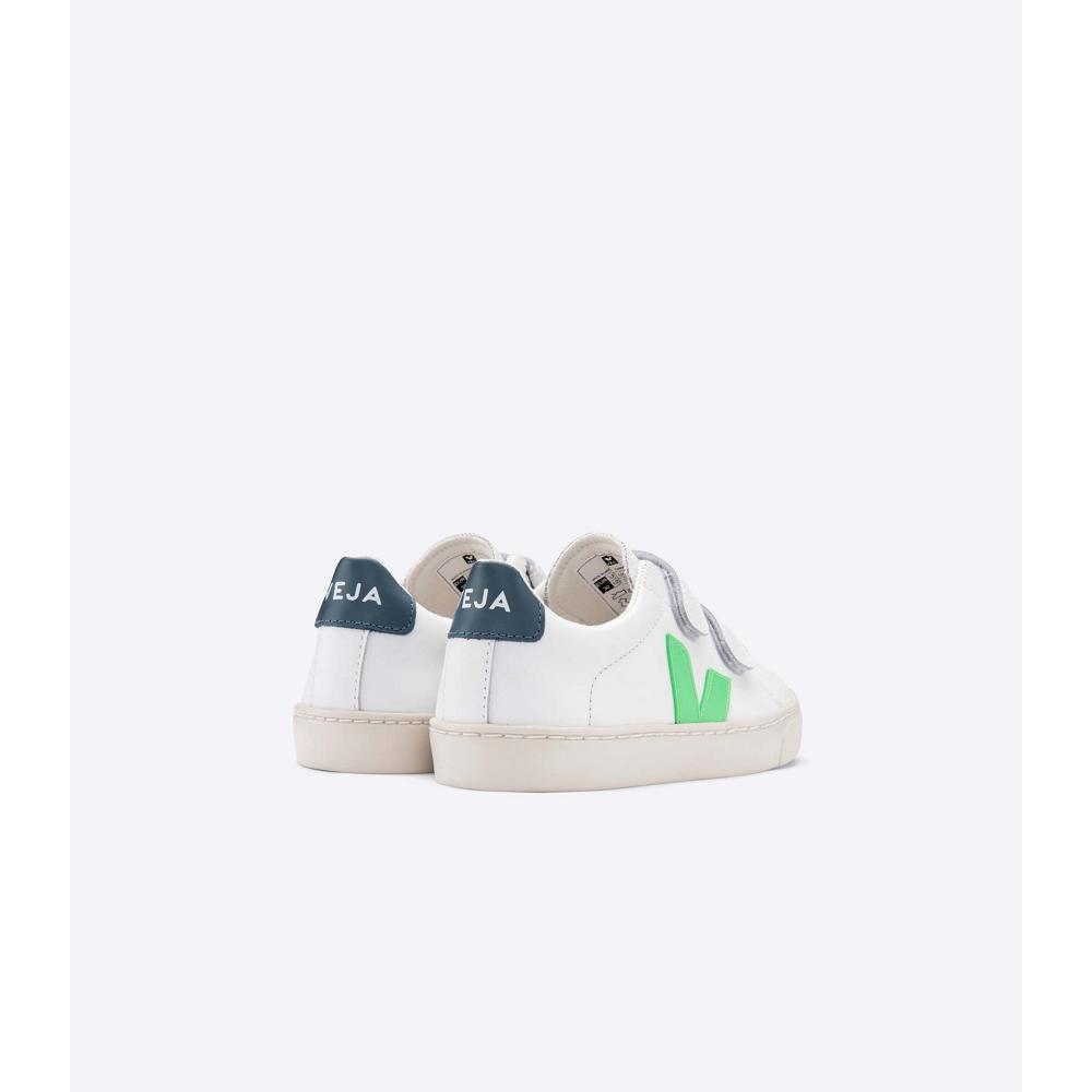 Veja ESPLAR LEATHER Joggesko Barn White/Green | NO 816EBC